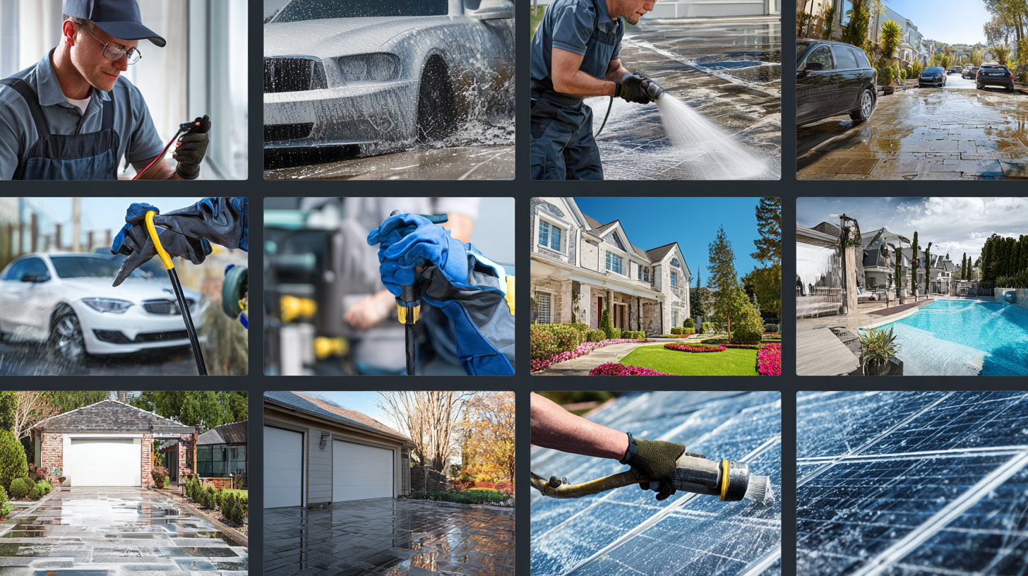 split screen of cleaning services